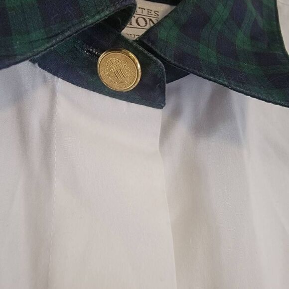 Vintage Sophisticates Pendleton White Button Fown Green Plaid Womens SZ 12 Gold - Picture 2 of 8